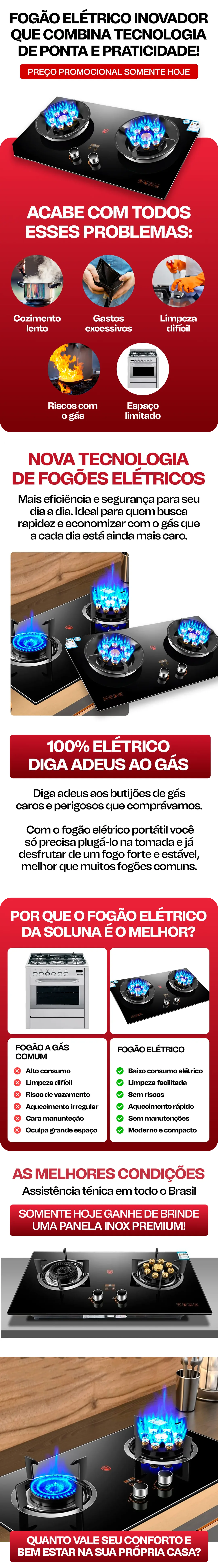 Fogão elétrico inovador que combina tecnologia de ponta e praticidade